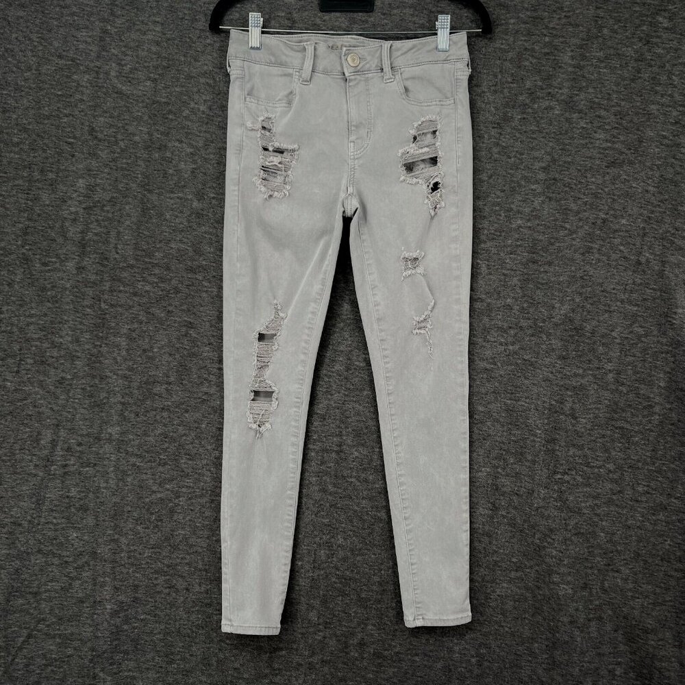 American Eagle Outfitters Gray Distressed Jeggings